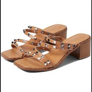 Madden Girl Roam women’s block heeled sandals Studded Tan Sandals size 8.5